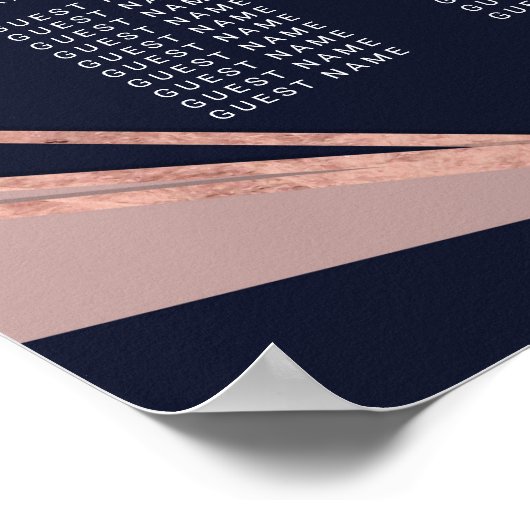 Roos Gold Navy Blue Mauve Geometric Seating Chart Poster (Hoek)