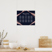 Roos Gold Navy Blue Mauve Geometric Seating Chart Poster (Keuken)