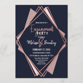 Roos Gold Navy Blue Mauve Geometric Verloving Kaart