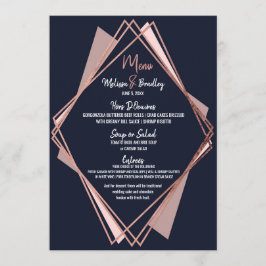 Roos Gold Navy Blue Mauve Geometric Wedding Menu