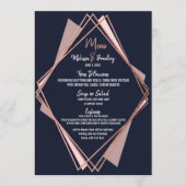Roos Gold Navy Blue Mauve Geometric Wedding Menu (Voorkant)