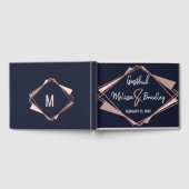 Roos Gold Navy Blue Mauve Geometrisch gastenboek (Volledig)