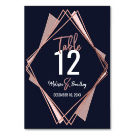 Roos Gold Navy Blue Mauve Geometrisch Tabelnummer Kaart