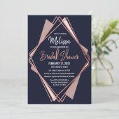 Roos Gold Navy Blue Mauve Geometrisch Vrijgezellen Kaart (Staand voorkant)