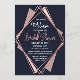 Roos Gold Navy Blue Mauve Geometrisch Vrijgezellen Kaart