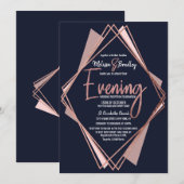 Roos Gold Navy Blue Mauve Geometrische avond Kaart (Voorkant / Achterkant)