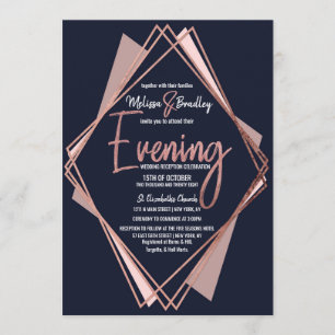 Roos Gold Navy Blue Mauve Geometrische avond Kaart
