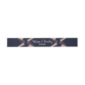 Roos Gold Navy Blue Mauve Geometrische Belly Band Uitnodigingen Wikkel (Vlak)