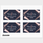 Roos Gold Navy Blue Mauve geometrische bruiloft Rechthoekige Sticker (Vel)