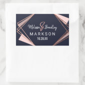 Roos Gold Navy Blue Mauve geometrische bruiloft Rechthoekige Sticker (Tas)