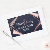 Roos Gold Navy Blue Mauve geometrische bruiloft Rechthoekige Sticker (Envelop)