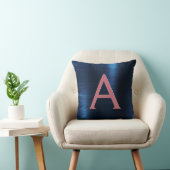 Roos Gold & Navy Blue Metallic Folie monogram Kussen (Stoel)