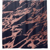 Roos Gold Navy Blue Modern Chic Marble Pattern Douchegordijn (Voorkant)