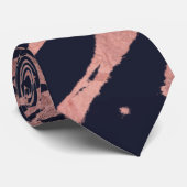 Roos Gold Navy Blue Modern Chic Marble Pattern Stropdas (Opgerold)