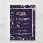 Roos Gold Navy Blue Paint Spletters Bachelorette Kaart (Voorkant)
