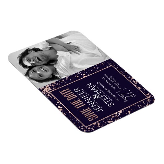 Roos Gold Navy Blue Paint Spletters Bespaar de dat Magneet (Rechterzijde)