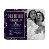 Roos Gold Navy Blue Paint Spletters Bespaar de dat Magneet (Horizontaal)