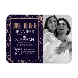 Roos Gold Navy Blue Paint Spletters Bespaar de dat Magneet