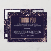 Roos Gold Navy Blue Paint Spletters Dank u Briefkaart (Voorkant / Achterkant)
