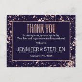 Roos Gold Navy Blue Paint Spletters Dank u Briefkaart (Voorkant)