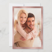 Roos Gold Navy Blue Pink Floral Photo Weddenschap Kaart (Achterkant)