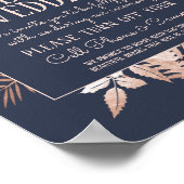 Roos Gold Navy Blue Unplugged Wedding Sign Poster (Hoek)