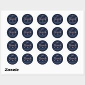 Roos Gold & Navy | Bruiloft Bedankt, Favor Ronde Sticker (Vel)