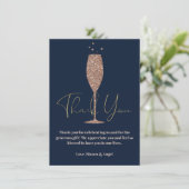 Roos Gold Navy Champagne Bubble Bridal Hartelijk d Kaart (Staand voorkant)
