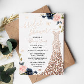 Roos Gold Navy Dress Vrijgezellenfeest Folie Folie Uitnodiging