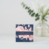 Roos Gold Navy Floral Waterverf Event Planner Vierkante Visitekaartje (Staand voorkant)