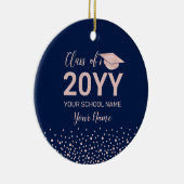 Roos Gold & Navy Foto Afstuderen Kerstcadeau Keramisch Ornament (Rechts)