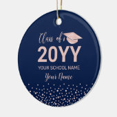Roos Gold & Navy Foto Afstuderen Kerstcadeau Keramisch Ornament (Links)