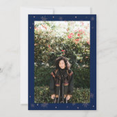 Roos Gold & Navy Modern Chic Adult Birthday Party Kaart (Achterkant)