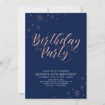 Roos Gold & Navy Modern Chic Adult Birthday Party