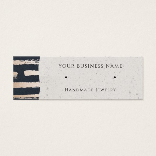 Roos Gold Navy Modern Stud Earning Display Kaarten Mini Visitekaartjes (Voorkant)
