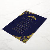 Roos Gold Navy Quinceanera Verjaardag Folie Uitnodiging (Gedraaid)