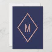 Roos Gold Navy Sparkling Glitter Sequin Verjaardag Kaart (Achterkant)