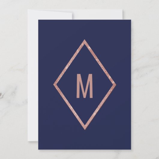 Roos Gold Navy Sparkling Glitter Sequin Verjaardag Kaart (Achterkant)