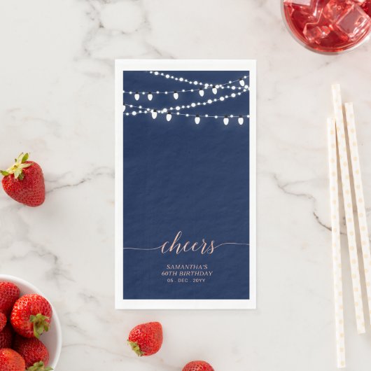 Roos Gold & Navy String Lights Elegant Cheers Servet (Insitu)