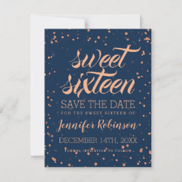 Roos Gold Navy Sweet 16 Save Date Confetti Save The Date