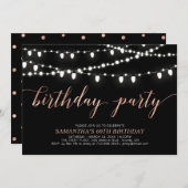 Roos Gold & Navy Women's 60th Birthday Party Kaart (Voorkant / Achterkant)