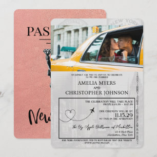 Roos Gold New York City Passport bruiloft Kaart