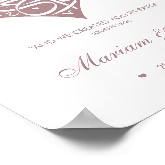 Roos Gold Nikkah Wedding Poster (Hoek)