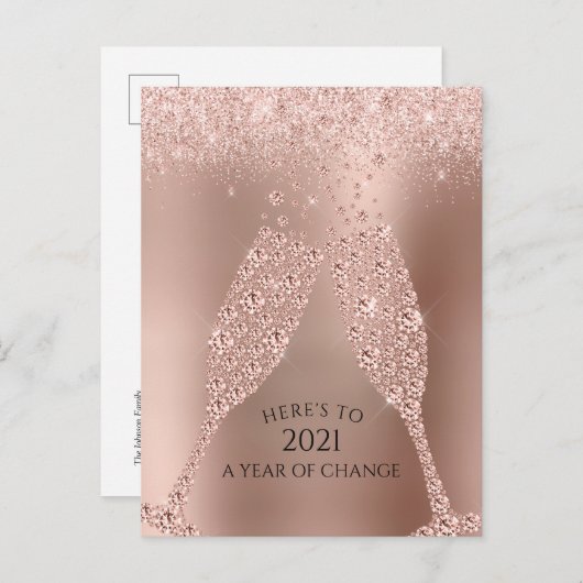 Roos Gold Numerology Prediction Toast to 2021 Feestdagenkaart (Voorkant / Achterkant)