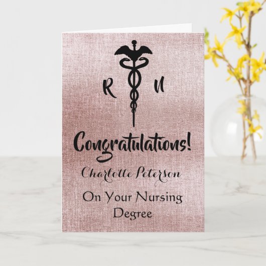 Roos Gold Nurse Afstuderen Felicitatie Kaart (Gele Bloem)