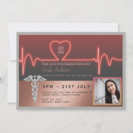 Roos Gold Nurse Afstuderen Invitation - FOTO RN Kaart
