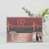 Roos Gold Nurse Afstuderen Invitation - FOTO RN Kaart (Staand voorkant)