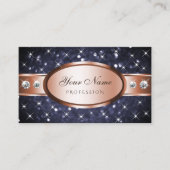 Roos Gold Ocean Blue Glitter en Diamonds Striking Visitekaartje (Voorkant)