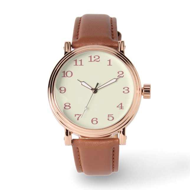 roos gold&off wit horloge (Voorkant)