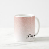 Roos Gold Ombre Faux Glitter Naam Roze Koffie Mok (Voorkant rechts)